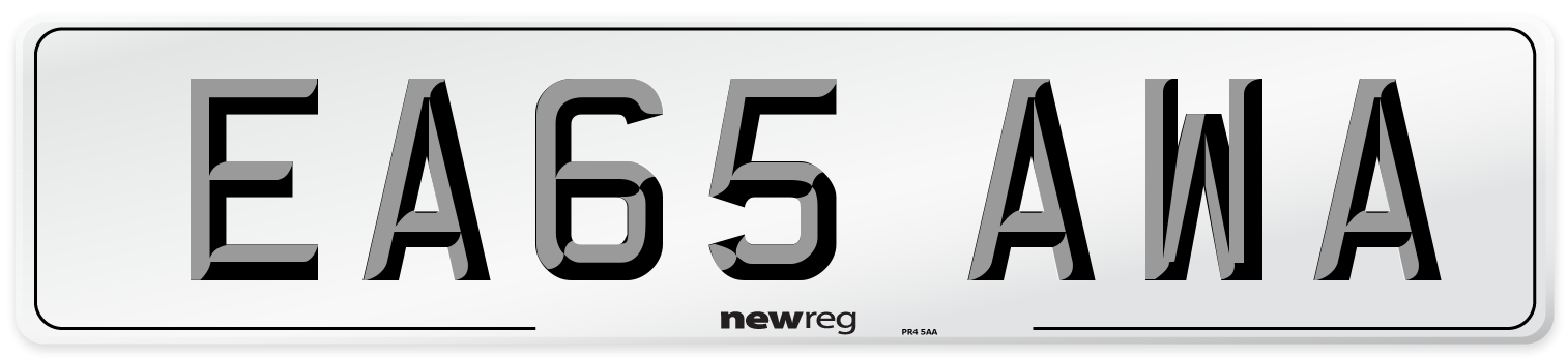 EA65 AWA Number Plate from New Reg